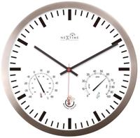 NeXtime ne-90513wi wandklok + weerstation 25cm wit rc aluminium - thumbnail