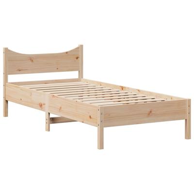 Bedframe met hoofdbord massief grenenhout 140x190 cm - thumbnail