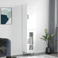 Hoge kast 34,5x34x180 cm bewerkt hout wit - thumbnail