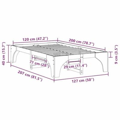 Bedframe met opslag Wit 120 x 200 cm Massief grenenhout Bedframe met opslag Wit 120 x 200 cm Massief grenenhout