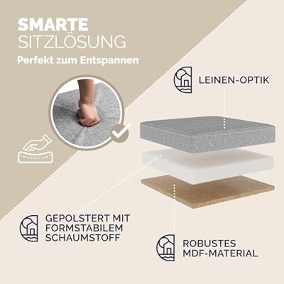 Opvouwbare poef met opslag licht grijs Opvouwbare poef met opslag licht grijs
