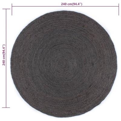 VidaXL Vloerkleed handgemaakt rond 240 cm jute donkergrijs