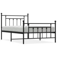 Bedframe met hoofd- en voeteneinde metaal zwart 100x200 cm - thumbnail
