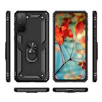 Lunso - Armor backcover hoes met ringhouder - Samsung Galaxy S21 FE - Zwart - thumbnail