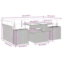 7-delige Loungeset met kussens poly rattan grijs - thumbnail