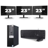 HP ProDesk 600 G4 Micro Tower - Intel Core i7-8e Generatie - 8GB RAM - 256GB SSD - Windows 11 + 3x 23 inch Monitor - thumbnail