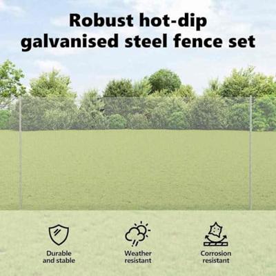 VidaXL Hek met paal zilver 1,5 x 25 m staal