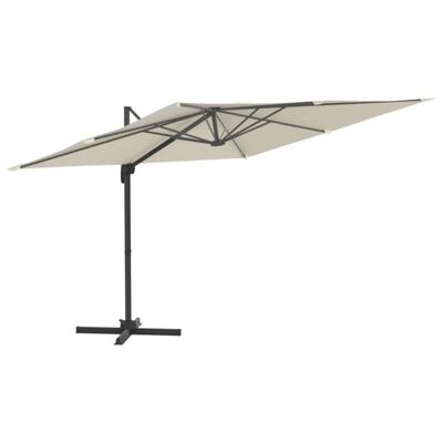 VidaXL Zweefparasol met led-verlichting 400x300 cm zandwit