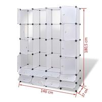 VidaXL Modulaire kast met 18 compartimenten wit 37 x 146 x 180,5 cm - thumbnail