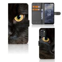 Nokia G60 | Telefoonhoesje | Met pasjeshouder | Zwarte Kat - thumbnail