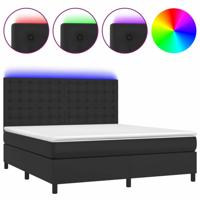 Boxspring met matras en LED kunstleer zwart 180x200 cm - thumbnail