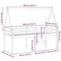 Hoogslaper met bedhuis massief grenenhout 80x200 cm - thumbnail