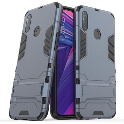 Schokbestendige PC + TPU case met houder voor OPPO Realme 3 (Navy)