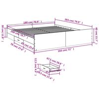 Bedframe met lades bewerkt hout betongrijs 180x200 cm - thumbnail