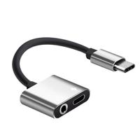 USB-C/type-C tot 3 5 mm AUX + USB-C/type C oortelefoon adapter lader audio kabel voor Mi 8 Lite a2 (L1130) (zilver) - thumbnail
