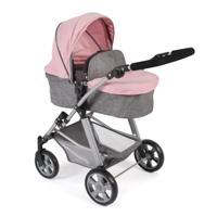 Combi-poppenwagen Nele - Melange Grijs Roze - thumbnail