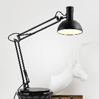 Zwarte tafellamp met klem en wandbeugel E27 fitting DFTP &apos;Arki&apos; - thumbnail