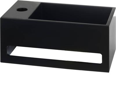 Saqu Tenno fontein links 35x20cm met handdoekhouder mat zwart Saqu Tenno fontein links 35x20cm met handdoekhouder mat zwart