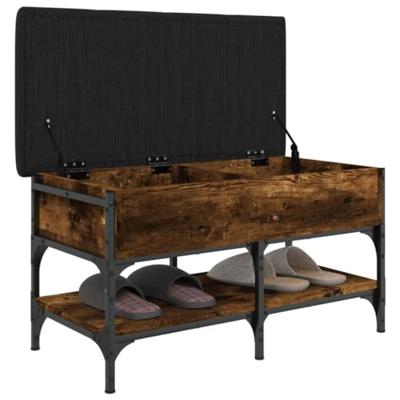 Schoenenbank 82x42x45 cm bewerkt hout gerookt eikenkleurig