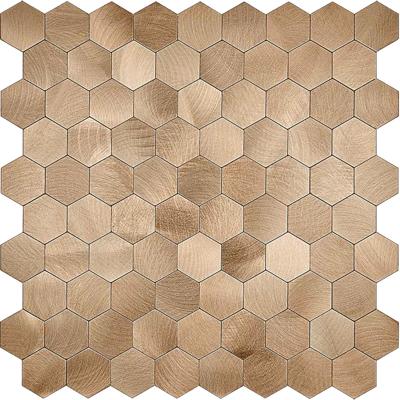 Hexagon Zelfklevende Mozaïek Tegel - Geborsteld Brons - 291x286mm