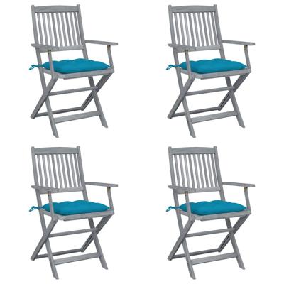 Tuinstoelen 4 st inklapbaar met kussens massief acaciahout Tuinstoelen 4 st inklapbaar met kussens massief acaciahout