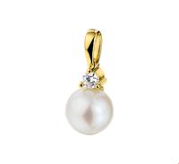 TFT Hanger Geelgoud Parel En Diamant 0,05 Ct. - thumbnail