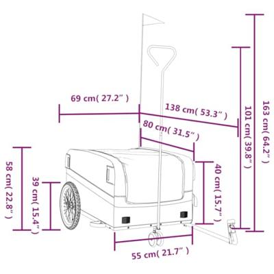 Fietstrailer 45 kg ijzer zwart en rood