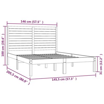 Bedframe massief hout zwart 150x200 cm