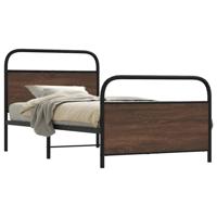 Bedframe zonder matras bewerkt hout bruin eikenkleur 107x203 cm - thumbnail