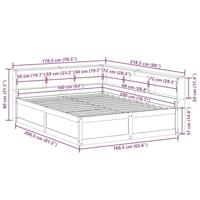 Bed met boekenkast zonder matras grenenhout wasbruin 160x200 cm - thumbnail