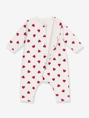 Gewatteerd babypakje van katoen met hartjesprint PETIT BATEAU wit Gewatteerd babypakje van katoen met hartjesprint PETIT BATEAU wit