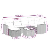 6-delige Loungeset met kussens poly rattan beige - thumbnail