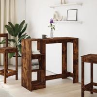 Bartafel met schap 124x46x103,5 cm bewerkt hout gerookt eiken - thumbnail