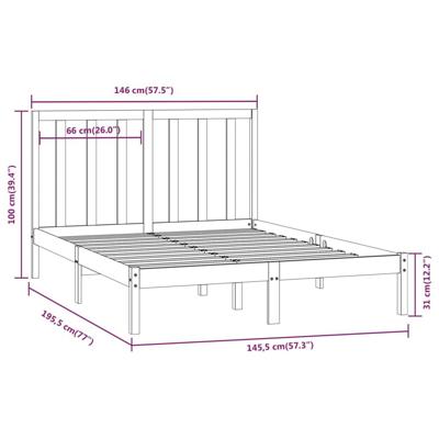 Bedframe zonder matras massief grenenhout wit 140x190 cm Bedframe zonder matras massief grenenhout wit 140x190 cm