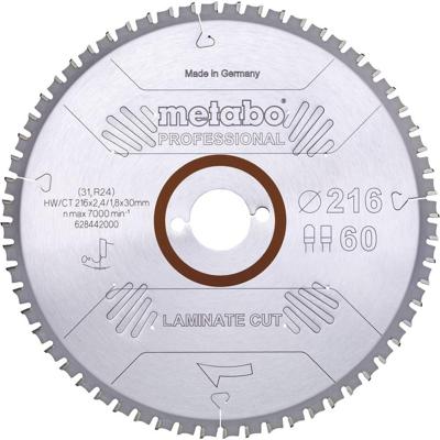 Metabo Accessoires Cirkelzaagblad | "Laminate Cut Prof" | 216x30mm | Z60 FZ/TZ 0° - 628442000