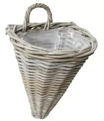 Van der Leeden Rotan Wand plantenmand 30x26x37cm Bruin