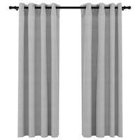 VidaXL Gordijnen linnen-look verduisterend ogen 2 st 140x175 cm grijs - thumbnail