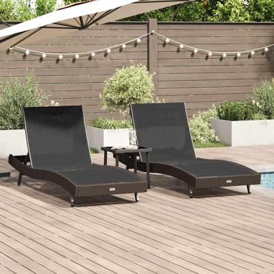 Ligstoelen 3 pcs Bruin 40 x 40 x 40.5 cm poly rattan