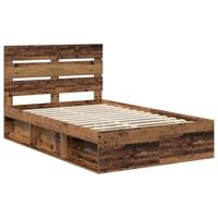 Bedframe met hoofdeinde Oudhout 135 x 190 cm Massief grenenhout - thumbnail