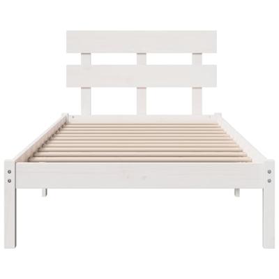 Bedframe met hoofdeinde Wit 90 x 200 cm Massief grenenhout