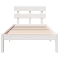 Bedframe met hoofdeinde Wit 90 x 200 cm Massief grenenhout - thumbnail