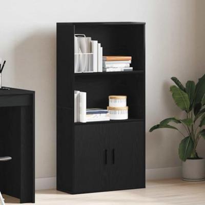 Boekenkast 60x24x120 cm bewerkt hout zwart eikenkleurig
