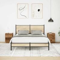 Nachtkastjes met led-verlichting 2 st 38x34x50 cm oud hout - thumbnail