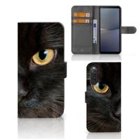 Sony Xperia 10 V | Telefoonhoesje | Met pasjeshouder | Zwarte Kat - thumbnail