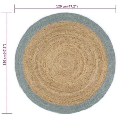 VidaXL Vloerkleed handgemaakt met olijfgroene rand 120 cm jute VidaXL Vloerkleed handgemaakt met olijfgroene rand 120 cm jute