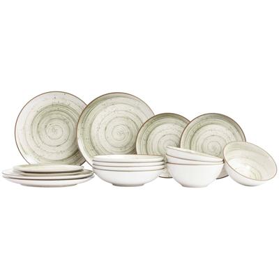 Cosy & Trendy Serviesset Sintra Ivy Green - 16-delig / 4 personen - 4 dinerborden, 4 ontbijtborden, 4 diepe borden en 4 kommen