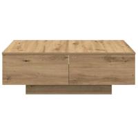 Salontafel 90x60x31 cm bewerkt hout artisanaal eikenkleurig - thumbnail