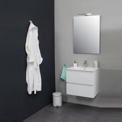 Badkamermeubelset Met Porseleinen Wastafel 60 cm 1 Kraangat Incl Spiegel Wit Ink