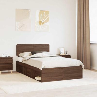 Bedframe Bruin Eiken 120 x 190 cm Massief grenenhout