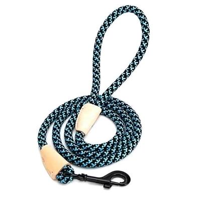 Nobleza Hondenriem rond - Zwart / blauw polyester met leer - Lengte 130 cm